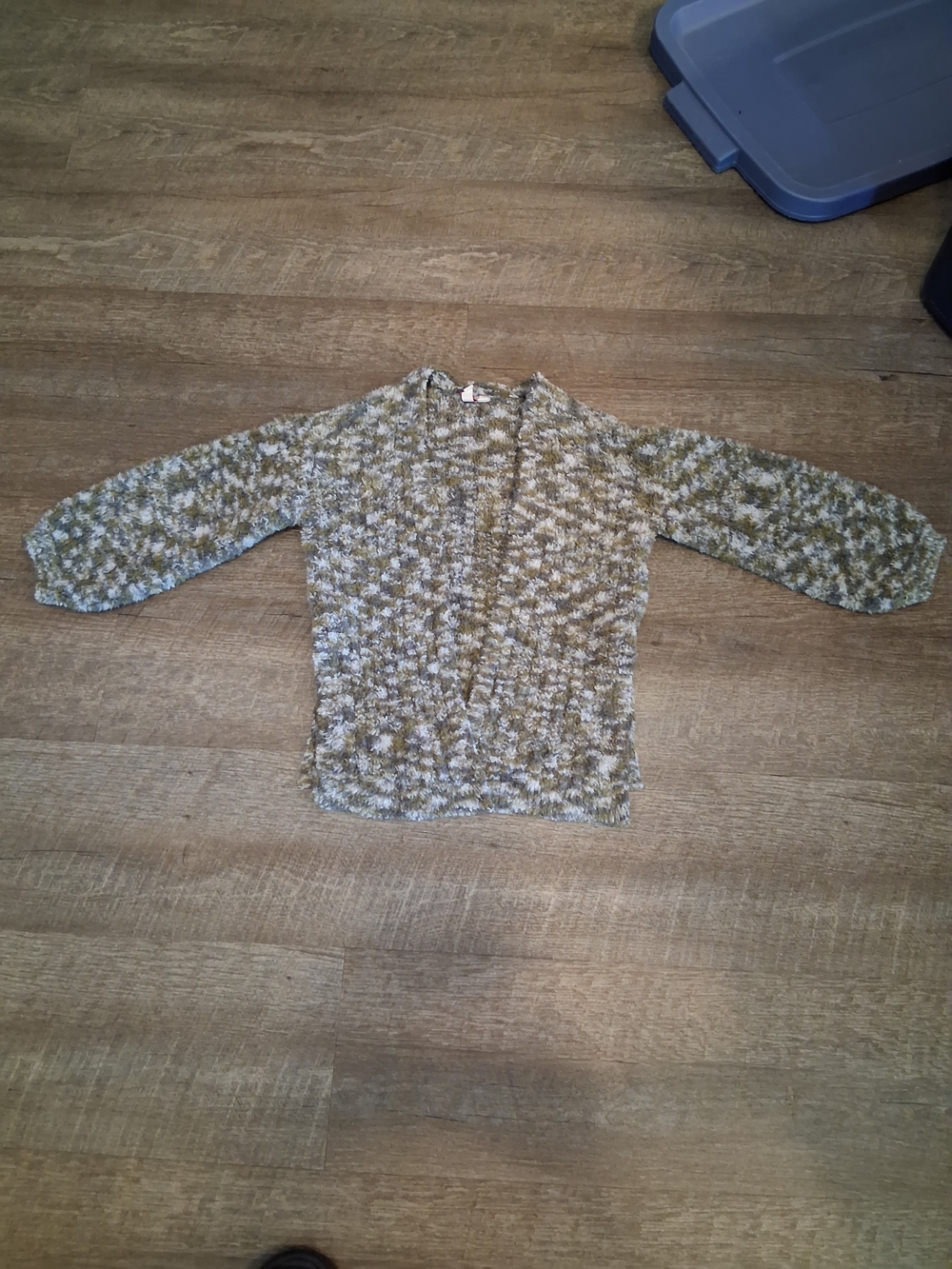 SO Olive & Cream Marled Open-Front Sweater